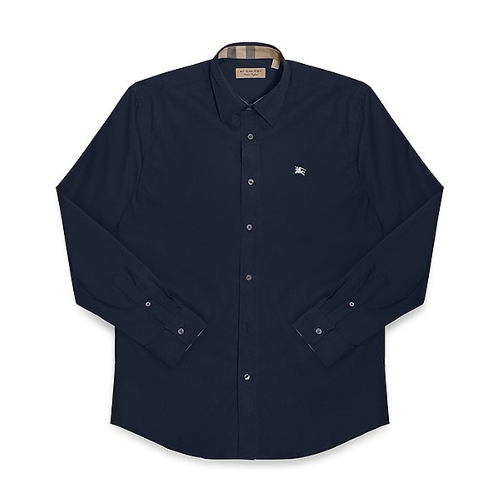 Burberry authentic check details men button down shirt with logo in navy XL